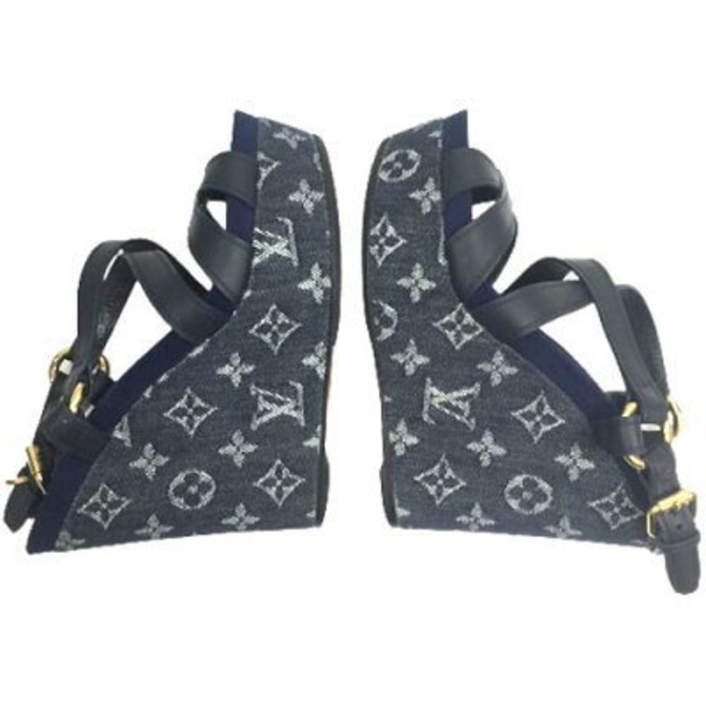 Louis Vuitton Sandals Wedge Denim Ocean Mules - Picture 7 of 9